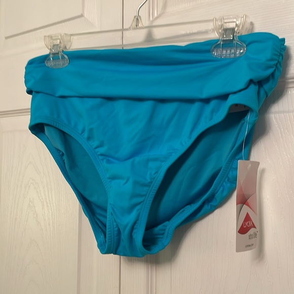 NWT LAND’ END Mid or High Waisted Swim Bikini Bottoms Small 6-8 Turquoise Color - Picture 3 of 11